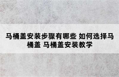 马桶盖安装步骤有哪些 如何选择马桶盖 马桶盖安装教学